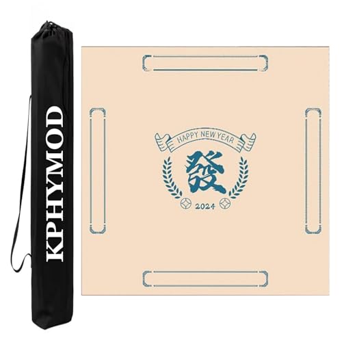 KPHYMOD Mahjong Spiel Matte Mahjong-Tischmatte, Geeignet Für Mah-Jongg-Tile-Poker-Domino-Spiel, rutschfeste Gaming-Unterlage Mit Geräuschreduzierung Und Tragetasche(Beige-2,37.4x37.4in) von KPHYMOD