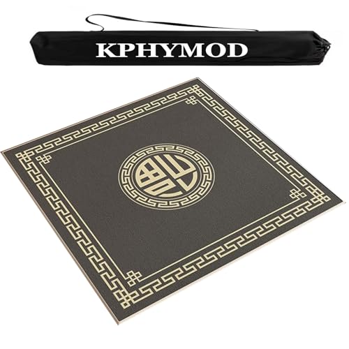 KPHYMOD Mahjong Spiel Matte Mahjong-Tischmatte, rutschfest, Geräuschreduzierend, Mehrzweck-Tischdecke Aus Samt, Leise, Spielmatte Für Brettspiele Und Kachelspiele(Gray,51.18x51.18 in) von KPHYMOD