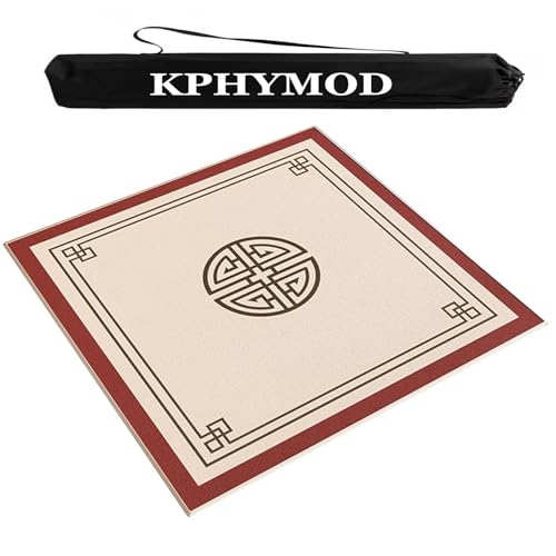 KPHYMOD Mahjong Spiel Matte Mahjong-Tischmatte, rutschfest, Geräuschreduzierend, Mehrzweck-Tischdecke Aus Samt, Leise, Spielmatte Für Brettspiele Und Kachelspiele(Red,51.18x51.18 in) von KPHYMOD