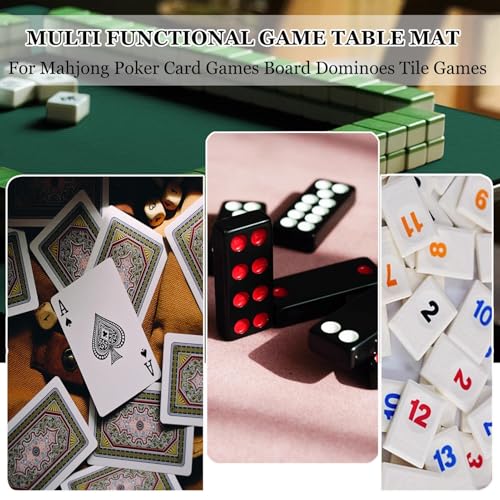 KPHYMOD Mahjong Spiel Matte Mahjong-Tischmatte Mit Tasche Und 3 Würfeln, rutschfeste, Geräuschreduzierende Quadratische Gaming-Tischdecke(37.4x37.4 in) von KPHYMOD