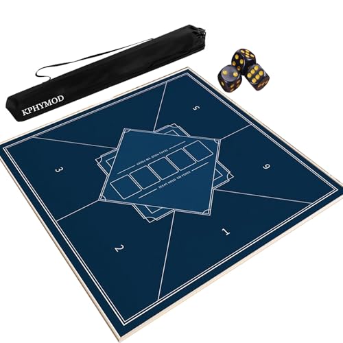 KPHYMOD Mahjong Spiel Matte Mahjong-Tischmatte mit Reisetasche und 3 Würfeln, verdickte, verschleißfeste Spielmatte, quadratische Tischdecke(Blue,55.12x55.12 in) von KPHYMOD