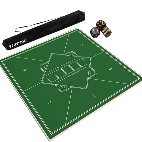 KPHYMOD Mahjong Spiel Matte Mahjong-Tischmatte mit Reisetasche und 3 Würfeln, verdickte, verschleißfeste Spielmatte, quadratische Tischdecke(Green,51.18x51.18 in) von KPHYMOD