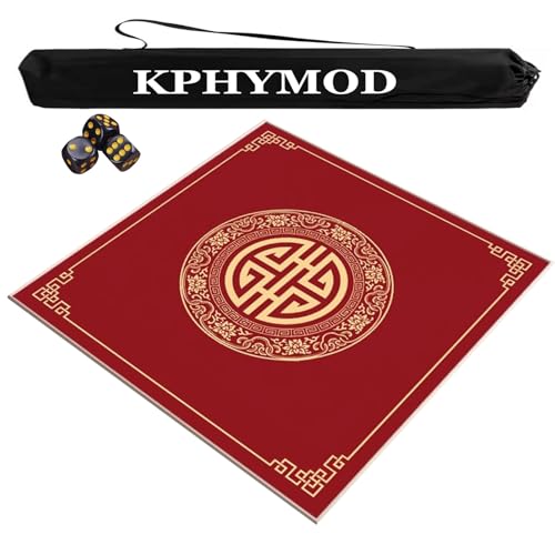 KPHYMOD Mahjong Spiel Matte Mahjong-Tischmatte mit Tragetasche und 3 Würfeln, rutschfeste und geräuschreduzierende Spielmatte für Poker, Domino, Paigow-Brettspiele(Blue,23.62x23.62 in) von KPHYMOD