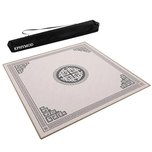 KPHYMOD Mahjong Spiel Matte Mahjong-Tischset Mit Tragetasche, Gaming-Tischunterlage Mit Geräuschreduzierung Für Das Homeoffice Und Rutschfester Gummirückseite(Beige,29.53x29.53 in) von KPHYMOD