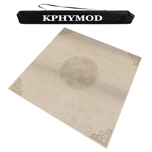 KPHYMOD Mahjong Spiel Matte Moderne Mahjong-Tischmatte Mit Tragetasche, rutschfeste, Geräuschreduzierende, Quadratische, Verdickte Tischdecke, Matte Für Brett- Und Pokerspiele(Beige,47.24x47.24 in) von KPHYMOD