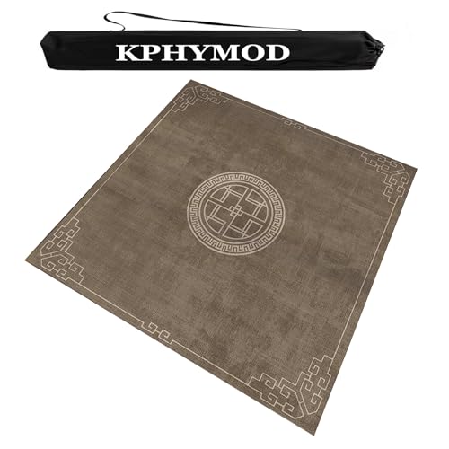 KPHYMOD Mahjong Spiel Matte Moderne Mahjong-Tischmatte Mit Tragetasche, rutschfeste, Geräuschreduzierende, Quadratische, Verdickte Tischdecke, Matte Für Brett- Und Pokerspiele(Brown,47.24x47.24 in) von KPHYMOD