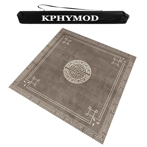 KPHYMOD Mahjong Spiel Matte Moderne Mahjong-Tischmatte Mit Tragetasche, rutschfeste, Geräuschreduzierende, Quadratische, Verdickte Tischdecke, Matte Für Brett- Und Pokerspiele(Gray,27.56x27.56 in) von KPHYMOD