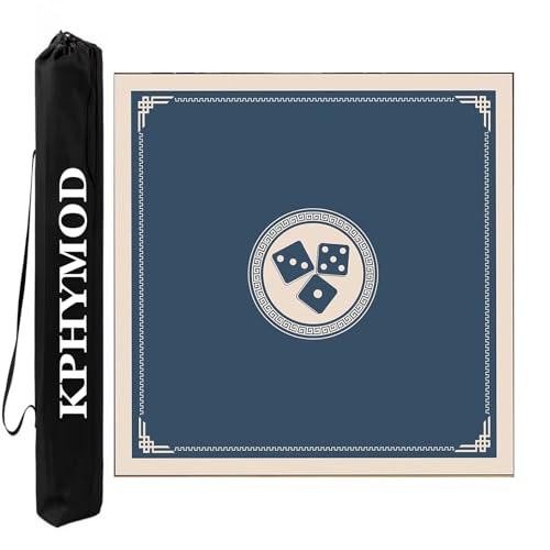 KPHYMOD Mahjong Spiel Matte Quadratische Mahjong-Matte, rutschfest, Geräuschreduzierend, Poker-Kartenspiele-Tischdecke Mit Kordelzug(Blue,27.56x27.56in) von KPHYMOD
