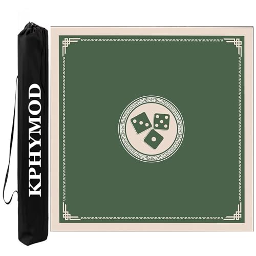 KPHYMOD Mahjong Spiel Matte Quadratische Mahjong-Matte, rutschfest, Geräuschreduzierend, Poker-Kartenspiele-Tischdecke Mit Kordelzug(Green,27.56x27.56in) von KPHYMOD
