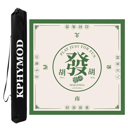 KPHYMOD Mahjong Spiel Matte Quadratische Mahjong-Matte Mit Regeln, rutschfeste Geräuschreduzierung, Poker-Kartenspiele-Tischdecke, Mit Tragetasche(White,27.56x27.56in) von KPHYMOD