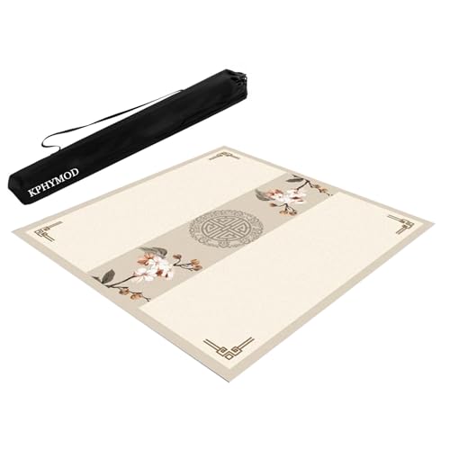 KPHYMOD Mahjong Spiel Matte Quadratische Mahjong-Matte Mit Rutschfester Gummiunterseite, Geräuschreduzierende Tischabdeckung Für Poker, Karten, Brettspiele(Beige,39.37x39.37in) von KPHYMOD