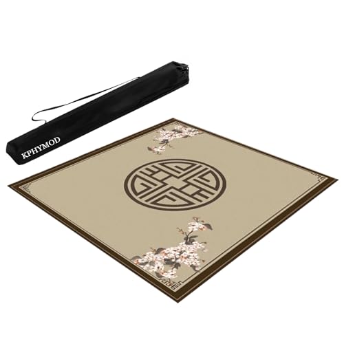 KPHYMOD Mahjong Spiel Matte Quadratische Mahjong-Matte Mit Rutschfester Gummiunterseite, Geräuschreduzierende Tischabdeckung Für Poker, Karten, Brettspiele(Khaki,27.56x27.56in) von KPHYMOD