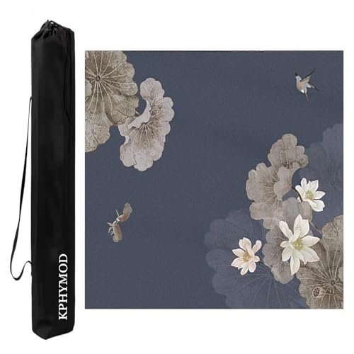 KPHYMOD Mahjong Spiel Matte Quadratische Mahjong-Matte Mit Tragetasche, Chinesischer Tinten-Blumendruck, Poker-Karte, Domino, Brettspiele, Spiele-Tischdecke(Blue,37.4x37.4in) von KPHYMOD