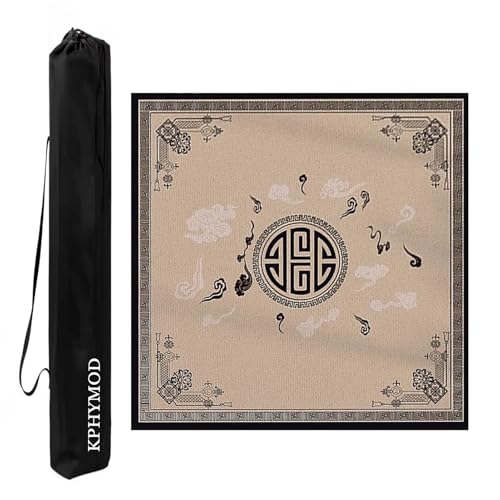KPHYMOD Mahjong Spiel Matte Quadratische Mahjong-Matte Mit Tragetasche, Dicker Und Weicher Tischbezug Mit Chinesischem Aufdruck Für Poker, Karten, Brettspiele(Brown,31.5x31.5in) von KPHYMOD
