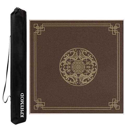 KPHYMOD Mahjong Spiel Matte Quadratische Mahjong-Matte Mit Tragetasche, Gaming-Tischabdeckung Im Chinesischen Stil Mit Druck Für Poke Dominoes-Kartenbrettspiele(Brown,27.56x27.56in) von KPHYMOD