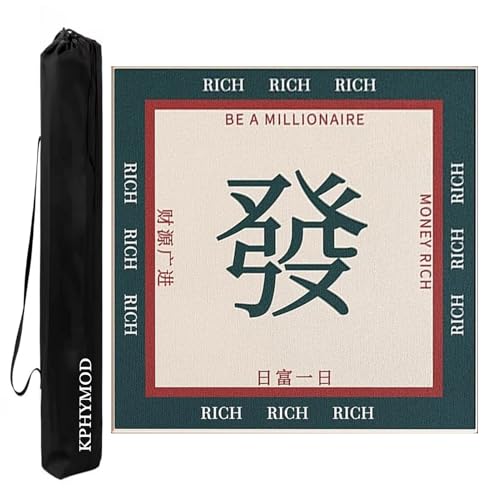 KPHYMOD Mahjong Spiel Matte Quadratische Mahjong-Matte Mit Tragetasche, Gaming-Tischabdeckung Im Chinesischen Stil Mit Druck Für Poke Dominoes-Kartenbrettspiele(Green,27.56x27.56in) von KPHYMOD