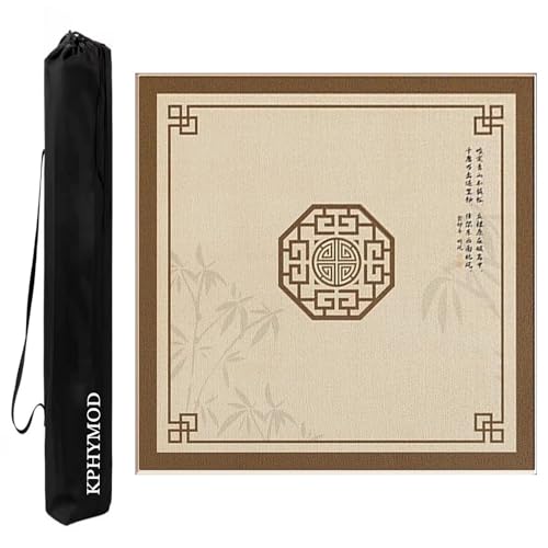KPHYMOD Mahjong Spiel Matte Quadratische Mahjong-Matte Mit Tragetasche, Poke Dominoes-Karten-Brettspiel-Tischabdeckung Mit Rutschfester Unterseite(Beige,27.56x27.56in) von KPHYMOD
