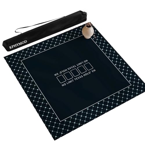 KPHYMOD Mahjong Spiel Matte Quadratische Mahjong-Matte Mit Tragetasche, Rutschfester Und Geräuschreduzierender Poker-Kartenspiel-Tischdecke(Black,37.4x37.4in) von KPHYMOD