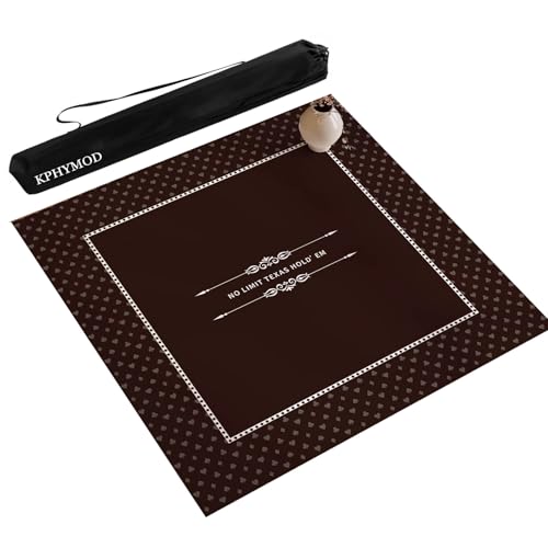 KPHYMOD Mahjong Spiel Matte Quadratische Mahjong-Matte Mit Tragetasche, Rutschfester Und Geräuschreduzierender Poker-Kartenspiel-Tischdecke(Brown,27.56x27.56in) von KPHYMOD