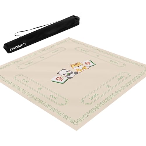KPHYMOD Mahjong Spiel Matte Quadratische Mahjong-Matte Mit Tragetasche, rutschfeste Und Geräuschreduzierende Tischdecke Für Poker, Karten, Domino, Brettspiele(Beige,37.4x37.4in) von KPHYMOD