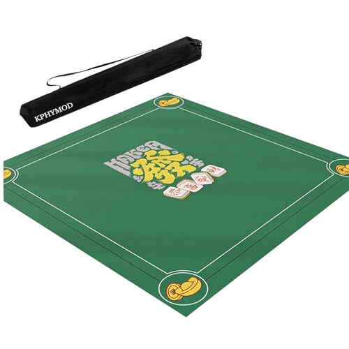 KPHYMOD Mahjong Spiel Matte Quadratische Mahjong-Matte Mit Tragetasche, rutschfeste Und Geräuschreduzierende Tischdecke Für Poker, Karten, Domino, Brettspiele(Green,37.4x37.4in) von KPHYMOD