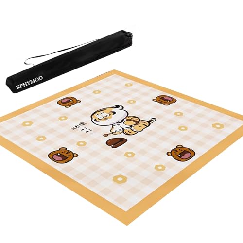 KPHYMOD Mahjong Spiel Matte Quadratische Mahjong-Matte Mit Tragetasche, rutschfeste Und Geräuschreduzierende Tischdecke Für Poker, Karten, Domino, Brettspiele(Yellow,37.4x37.4in) von KPHYMOD