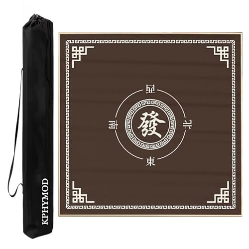 KPHYMOD Mahjong Spiel Matte Quadratische Mahjong-Tischmatte Aus Samt, rutschfeste Und Geräuschreduzierende Tischdecke, Poker-Domino-Brettspiele-Tischdecke Mit Tragetasche(Brown,27.56x27.56 in) von KPHYMOD