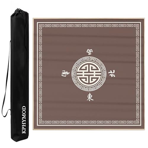 KPHYMOD Mahjong Spiel Matte Quadratische Mahjong-Tischmatte Aus Samt, rutschfeste Und Geräuschreduzierende Tischdecke, Poker-Domino-Brettspiele-Tischdecke Mit Tragetasche(Gray,27.56x27.56 in) von KPHYMOD