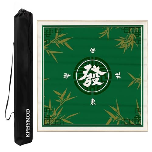 KPHYMOD Mahjong Spiel Matte Quadratische Mahjong-Tischmatte Aus Samt, rutschfeste Und Geräuschreduzierende Tischdecke, Poker-Domino-Brettspiele-Tischdecke Mit Tragetasche(Green,23.62x23.62 in) von KPHYMOD