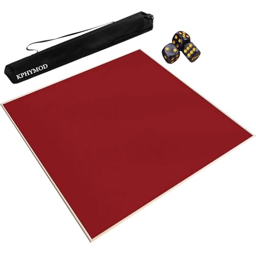 KPHYMOD Mahjong Spiel Matte Quadratische Mahjong-Tischmatte Mit Tasche Und 3 Würfeln, rutschfeste, Geräuschreduzierende Gaming-Tischmatte(Red,55.12x55.12 in) von KPHYMOD