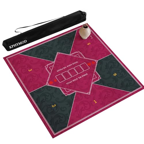 KPHYMOD Mahjong Spiel Matte Quadratische Pokerspielmatte Mit Aufbewahrungstasche, Mahjong-Matte, rutschfeste Und Geräuschreduzierende Tischdecke(Pink,31.5x31.5in) von KPHYMOD