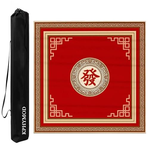 KPHYMOD Mahjong Spiel Matte Rad Mahjong-Matte Mit Tragetasche, rutschfest Und Geräuschreduzierend, Mehrzweck-Gaming-Tischdecke Für Karten- Und Kachelspiele(Red,31.5x31.5 in) von KPHYMOD