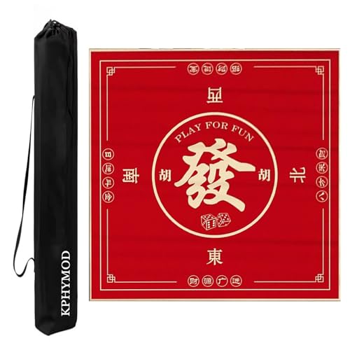 KPHYMOD Mahjong Spiel Matte Rad Mahjong-Matte Mit Tragetasche, rutschfest Und Geräuschreduzierend, Mehrzweck-Gaming-Tischdecke Für Karten- Und Kachelspiele(Red-2,27.56x27.56 in) von KPHYMOD