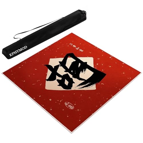 KPHYMOD Mahjong Spiel Matte Rote Mahjong-Matte Mit Schwarzer Tragetasche, rutschfeste Und Geräuschreduzierende Tischabdeckung Für Poker, Karten, Domino, Brettspiele(Red-2,31.5x31.5in) von KPHYMOD