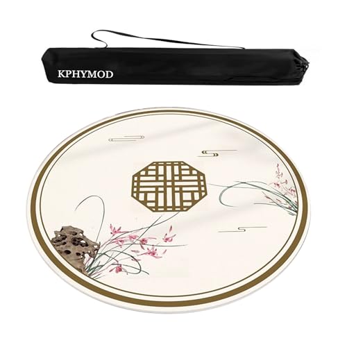 KPHYMOD Mahjong Spiel Matte Runde Mahjong-Matte Mit Anti-Rutsch-Geräuschreduzierung, rutschfeste Und Geräuschreduzierende Poker-Domino-Brettspieltisch-Abdeckung(Beige-1,29.53x29.53 in) von KPHYMOD