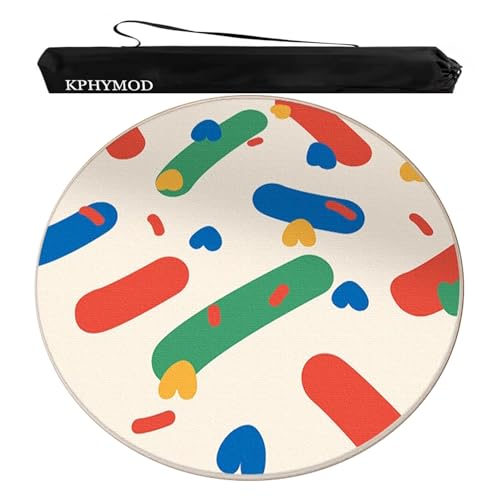 KPHYMOD Mahjong Spiel Matte Runde Mahjong-Matte Mit Rutschfester Rückseite, rutschfeste Und Verschleißfeste, Verdickte Samt-Gaming-Matte, Tischdecke(55.12x55.12 in) von KPHYMOD