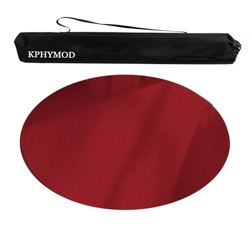 KPHYMOD Mahjong Spiel Matte Runde Mahjong-Matte Mit Tragetasche, Polyester-Tischdecke Mit Rutschfester Rückseite, rutschfeste Und Geräuschreduzierende Spieltischdecke(Red,31.5x31.5 in) von KPHYMOD