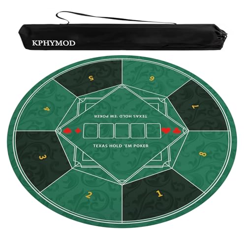 KPHYMOD Mahjong Spiel Matte Runde Pokerspielmatte Mit Aufbewahrungstasche, rutschfeste Und Geräuschreduzierende Mehrzweck-Mahjong-Tischmatte(Green,120cm/47.24in) von KPHYMOD