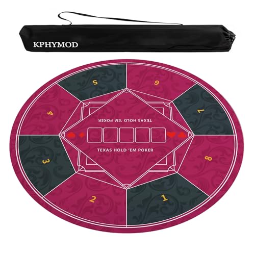 KPHYMOD Mahjong Spiel Matte Runde Pokerspielmatte Mit Aufbewahrungstasche, rutschfeste Und Geräuschreduzierende Mehrzweck-Mahjong-Tischmatte(Pink,60cm/23.62in) von KPHYMOD