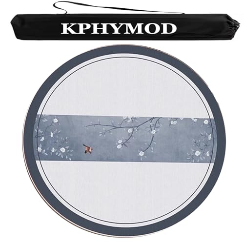 KPHYMOD Mahjong Spiel Matte Verdickte Mahjong-Tischmatte mit Tragetasche, rutschfeste, geräuschreduzierende runde Tischdecke für Poker-, Domino- und Kachelspiele(Blue,55.12x55.12 in) von KPHYMOD