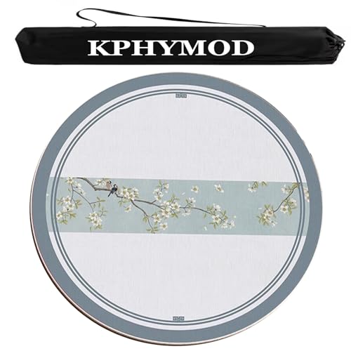 KPHYMOD Mahjong Spiel Matte Verdickte Mahjong-Tischmatte mit Tragetasche, rutschfeste, geräuschreduzierende runde Tischdecke für Poker-, Domino- und Kachelspiele(Light Blue,55.12x55.12 in) von KPHYMOD
