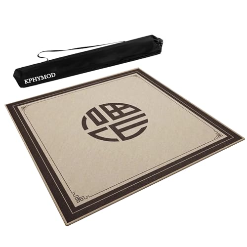 Mahjong Spiel Matte Mahjong-Matte Mit Chinesischem Aufdruck, Verdickte, Geräuscharme, Rutschfeste Und Geräuschdichte Spieltischunterlage Für Poker, Kartenspiele, Brettspiele, Legespiele(Brown,31.5x31. von KPHYMOD
