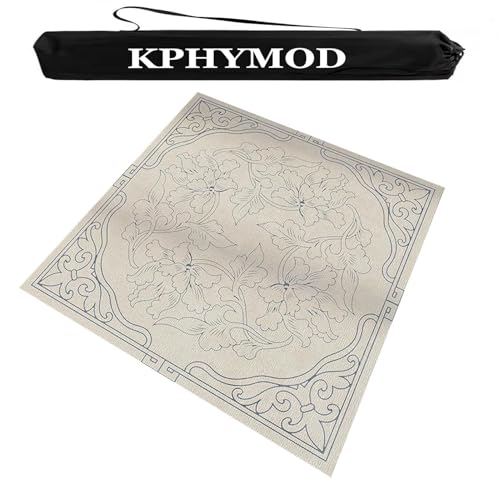 Mahjong Spiel Matte Moderne Mahjong-Tischmatte Mit Tragetasche, Rutschfeste, Geräuschreduzierende, Quadratische, Verdickte Tischdecke, Matte Für Brett- Und Pokerspiele(Light gray,39.37x39.37in) von KPHYMOD