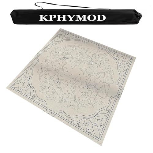Mahjong Spiel Matte Moderne Mahjong-Tischmatte Mit Tragetasche, Rutschfeste, Geräuschreduzierende, Quadratische, Verdickte Tischdecke, Matte Für Brett- Und Pokerspiele(Light gray,47.24x47.24 in) von KPHYMOD