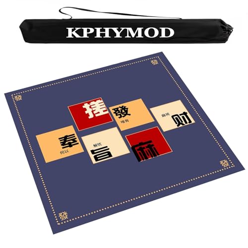 Mahjong Spiel Matte Quadratische, dicke Mahjong-Tischmatte mit Aufbewahrungstasche, leichte, rutschfeste Tischdecke mit Geräuschreduzierung, Brettkarten-, Domino- und Kachelspielmatte(Blue,51.18x51.18 Mahjong Spiel Matte Quadratische, dicke Mahjong-Tischmatte mit Aufbewahrungstasche, leichte, rutschfeste Tischdecke mit Geräuschreduzierung, Brettkarten-, Domino- und Kachelspielmatte(Blue,51.18x51.18 von KPHYMOD