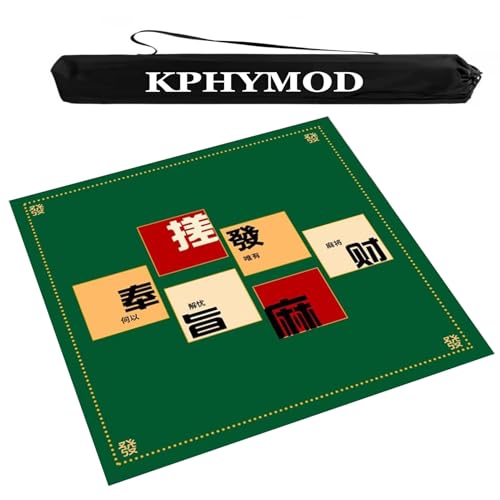 Mahjong Spiel Matte Quadratische, dicke Mahjong-Tischmatte mit Aufbewahrungstasche, leichte, rutschfeste Tischdecke mit Geräuschreduzierung, Brettkarten-, Domino- und Kachelspielmatte(Green,51.18x51.1 Mahjong Spiel Matte Quadratische, dicke Mahjong-Tischmatte mit Aufbewahrungstasche, leichte, rutschfeste Tischdecke mit Geräuschreduzierung, Brettkarten-, Domino- und Kachelspielmatte(Green,51.18x51.1 von KPHYMOD