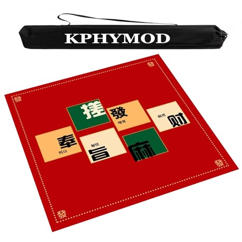 Mahjong Spiel Matte Quadratische, dicke Mahjong-Tischmatte mit Aufbewahrungstasche, leichte, rutschfeste Tischdecke mit Geräuschreduzierung, Brettkarten-, Domino- und Kachelspielmatte(Red,51.18x51.18 Mahjong Spiel Matte Quadratische, dicke Mahjong-Tischmatte mit Aufbewahrungstasche, leichte, rutschfeste Tischdecke mit Geräuschreduzierung, Brettkarten-, Domino- und Kachelspielmatte(Red,51.18x51.18 von KPHYMOD