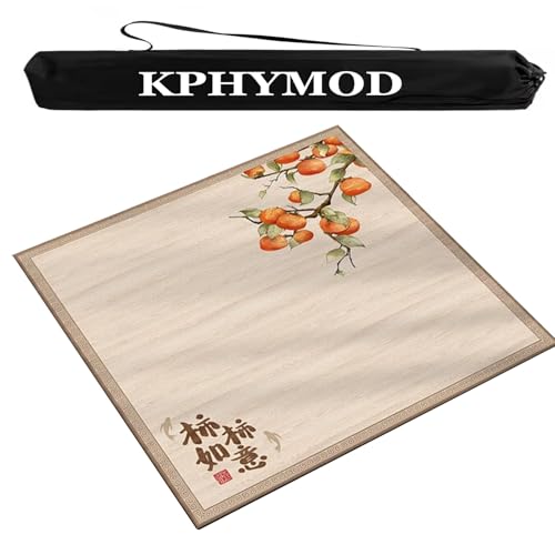Mahjong Spiel Matte Quadratische Mahjong-Matte, Rutschfest Und Geräuschreduzierend, Mit Tragetasche, Tischdecke Aus Dickem Wildleder, Spielmatte Für Poker, Kartenbrett, Legespiele Und Domino(Khaki,27. von KPHYMOD