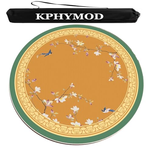 Mahjong Spiel Matte Runde Mahjong-Tischmatte Mit Tragetasche, Rutschfeste Tischdecke Mit Geräuschreduzierung, Spielmatte Aus Karton Und Kacheln Für Unterwegs Und Zu Hause(Orange,55.12x55.12 in) von KPHYMOD