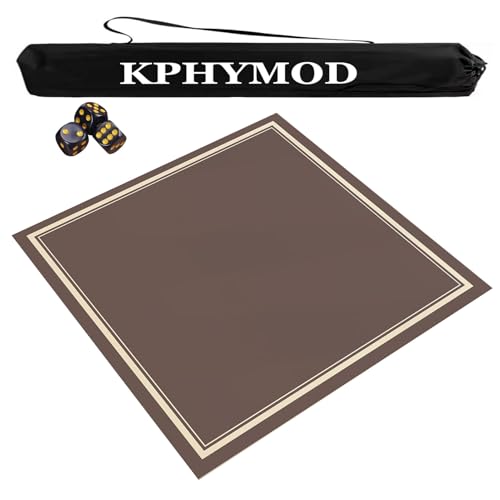 Mahjong Spiel Matte Tragbare Mahjong-Tischmatte mit Reisetasche und 3 Würfeln, rutschfeste, geräuschreduzierende quadratische Tischdecke, verdickte, verschleißfeste Spielmatte(Gray,47.24x47.24 in) von KPHYMOD